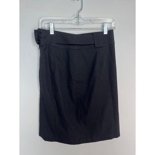 Nanette Lepore Pencil Skirt Women 4 Black Textured Belted High Waist Career