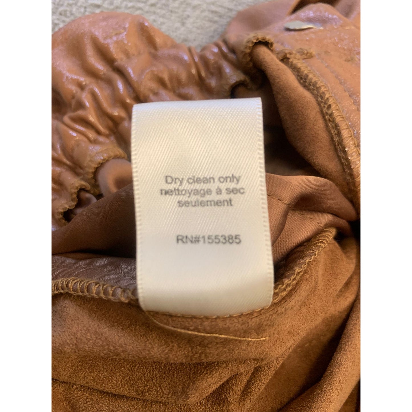 Ronny Kobo Women Large Brown Faux Leather Paperbag Shorts