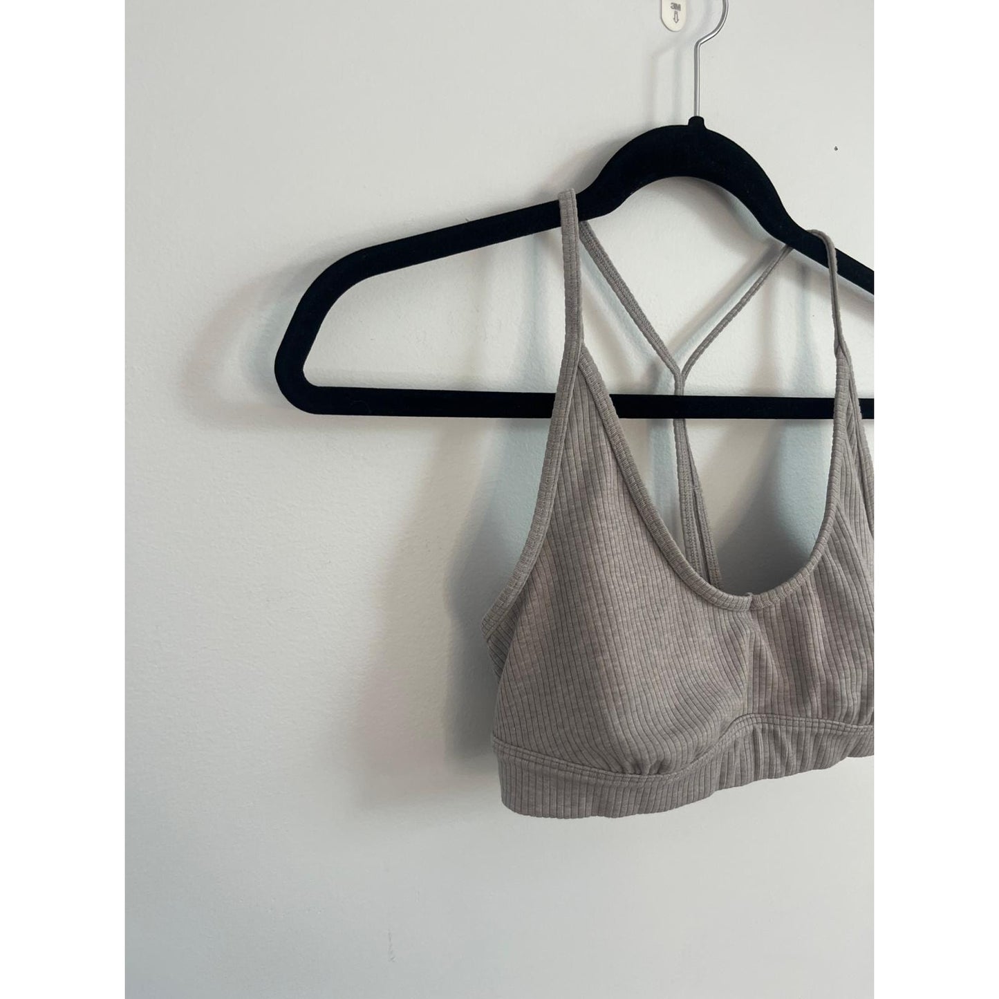 Alo Yoga Ribbed Bralette Women S Taupe Scoop Neck Sports Bra