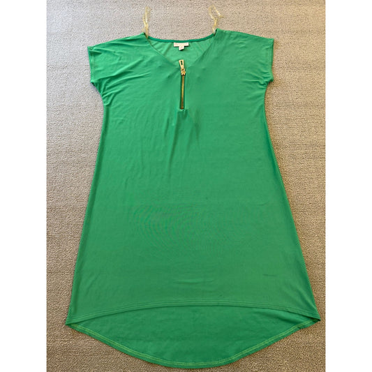 DB Established 1962 Woman 8 Green V-Neck Mini Dress Gold Zipper
