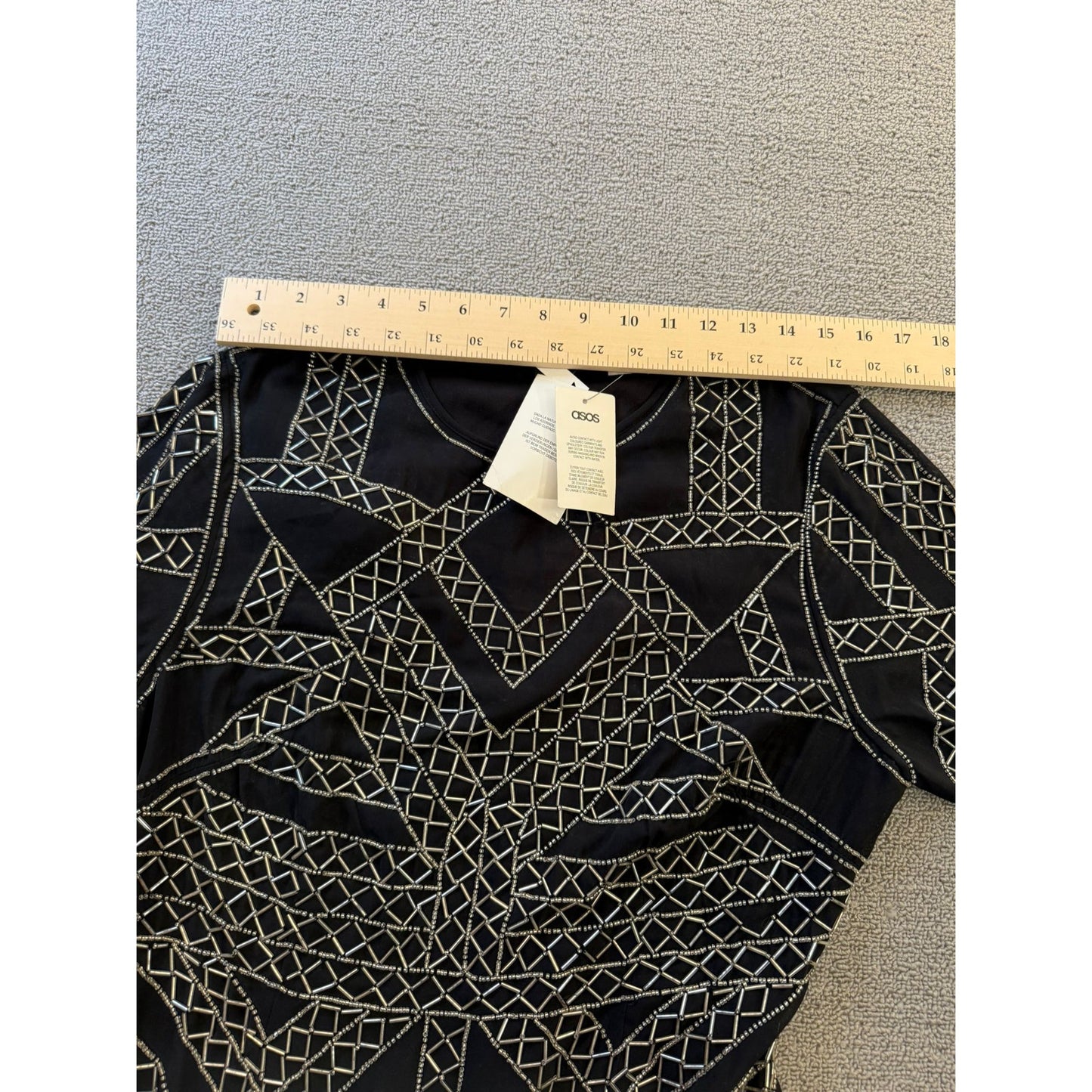 ASOS Womens Black Embellished Mini Dress US 14 NWT
