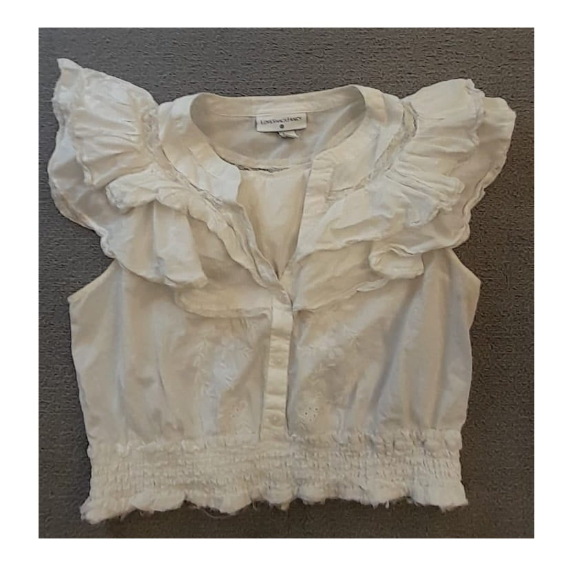 LoveShackFancy Target Women's M White Eyelet Ruffle Button Top Blouse