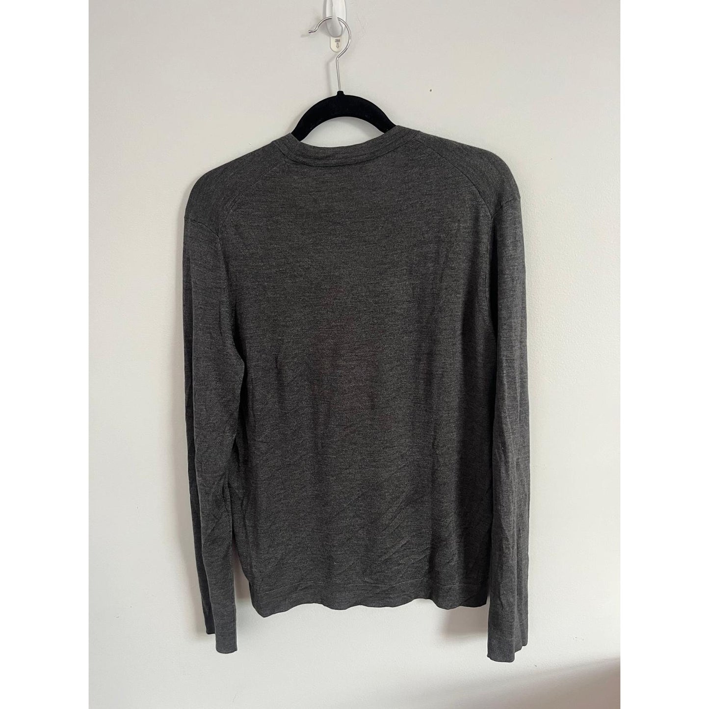 Theory Cardigan Sweater Men L Gray Lightweight Button Front Merino Blend