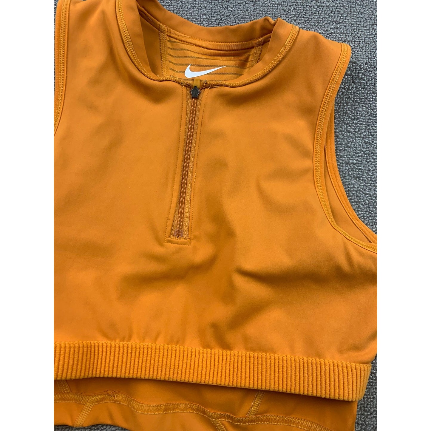 Nike Pro Dri-FIT Women’s S Orange Sleeveless Training Top 1/2 Zip Athletic Tank