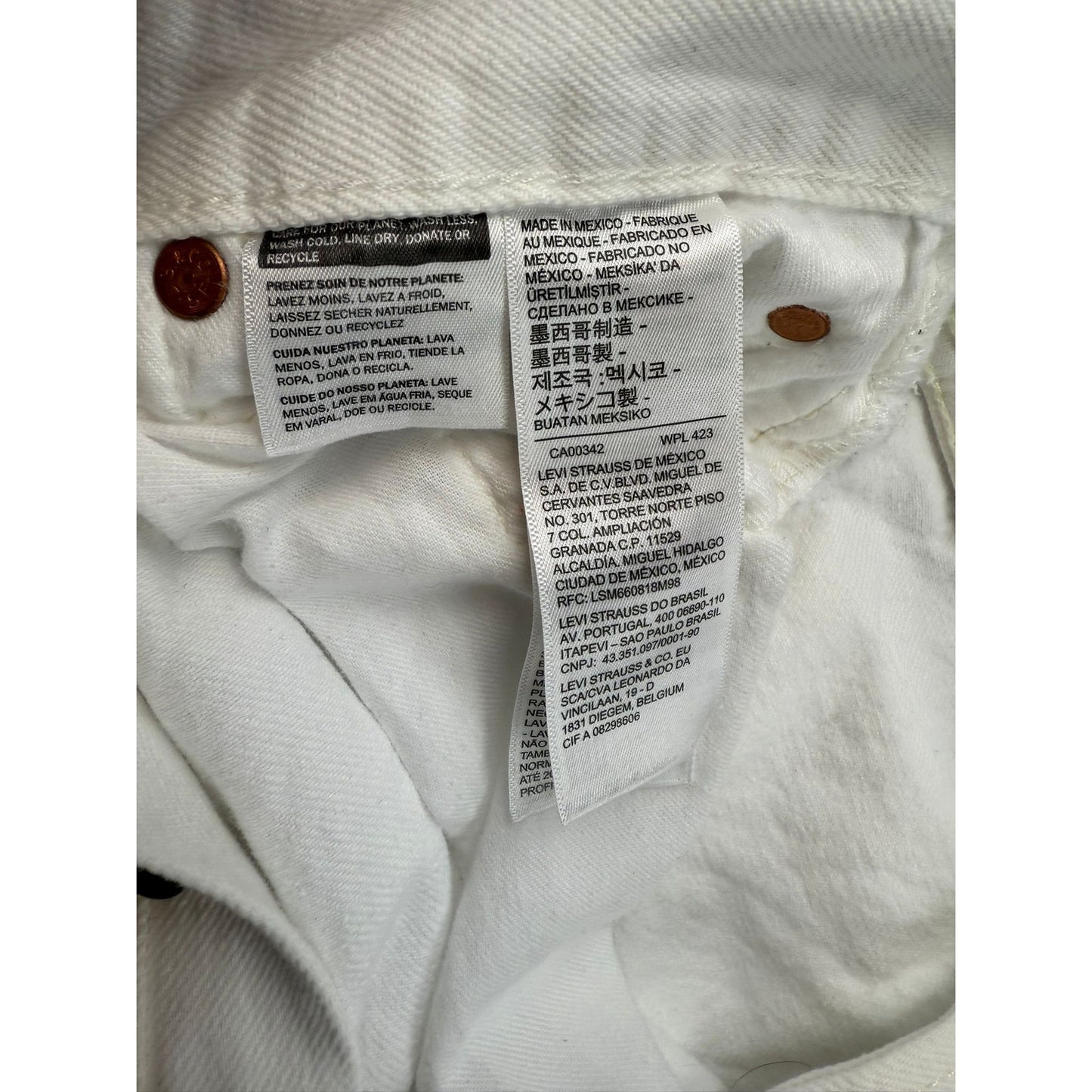 Levi's 501 Men's W30 L 32 White Straight Leg Jeans