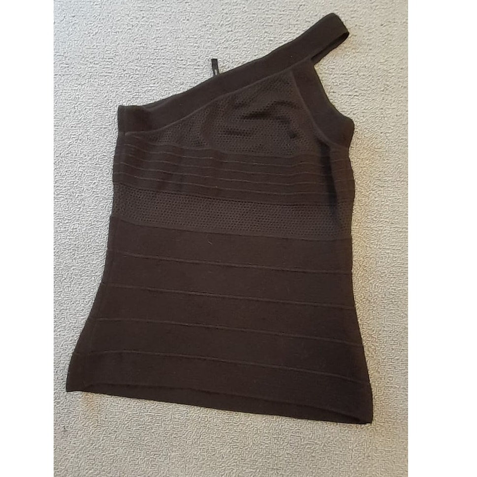 Giorgio Armani Womens Size 44 Black One Shoulder Bandage Knit Top