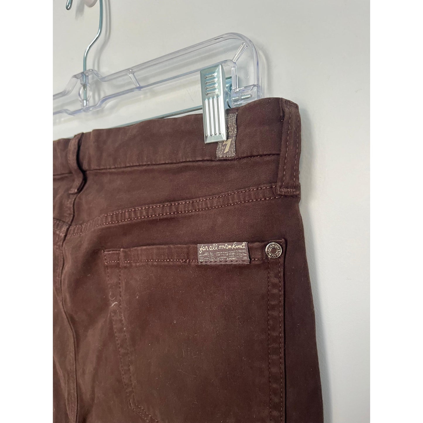 7 For All Mankind Skinny Pants Women 30 Dark Brown Velvet Stretch NWT