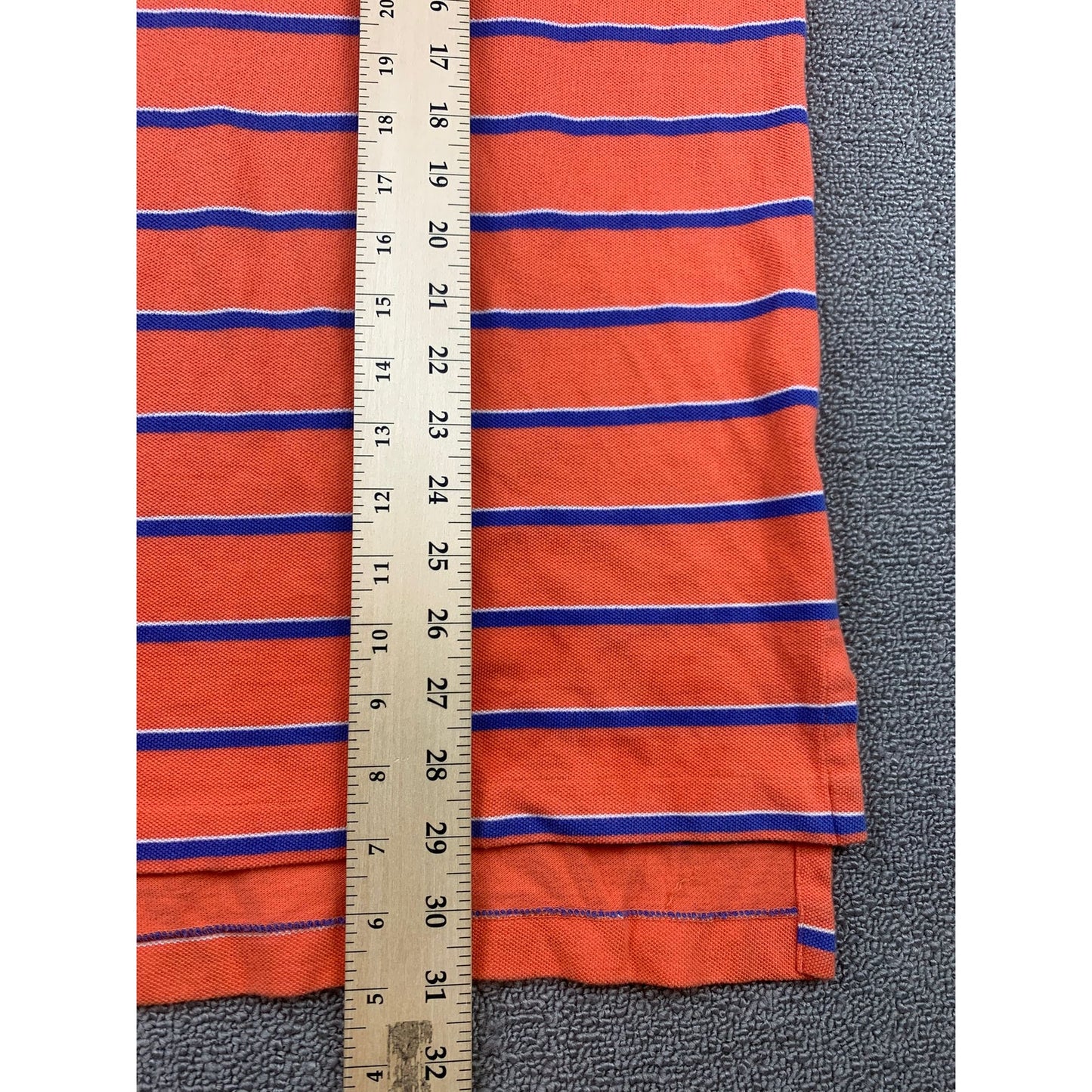 Polo By Ralph Lauren Men's L Orange Blue Striped Short Sleeve Polo Shirt