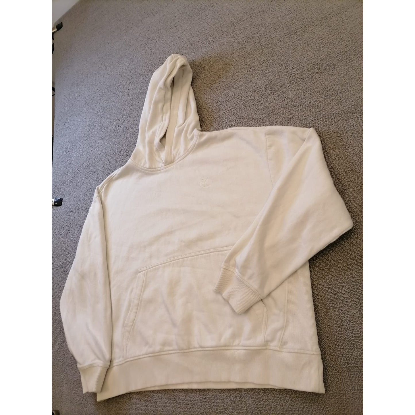 Calvin Klein Women Small P White Pullover Hoodie Relaxed Fit Comfortable Everyday