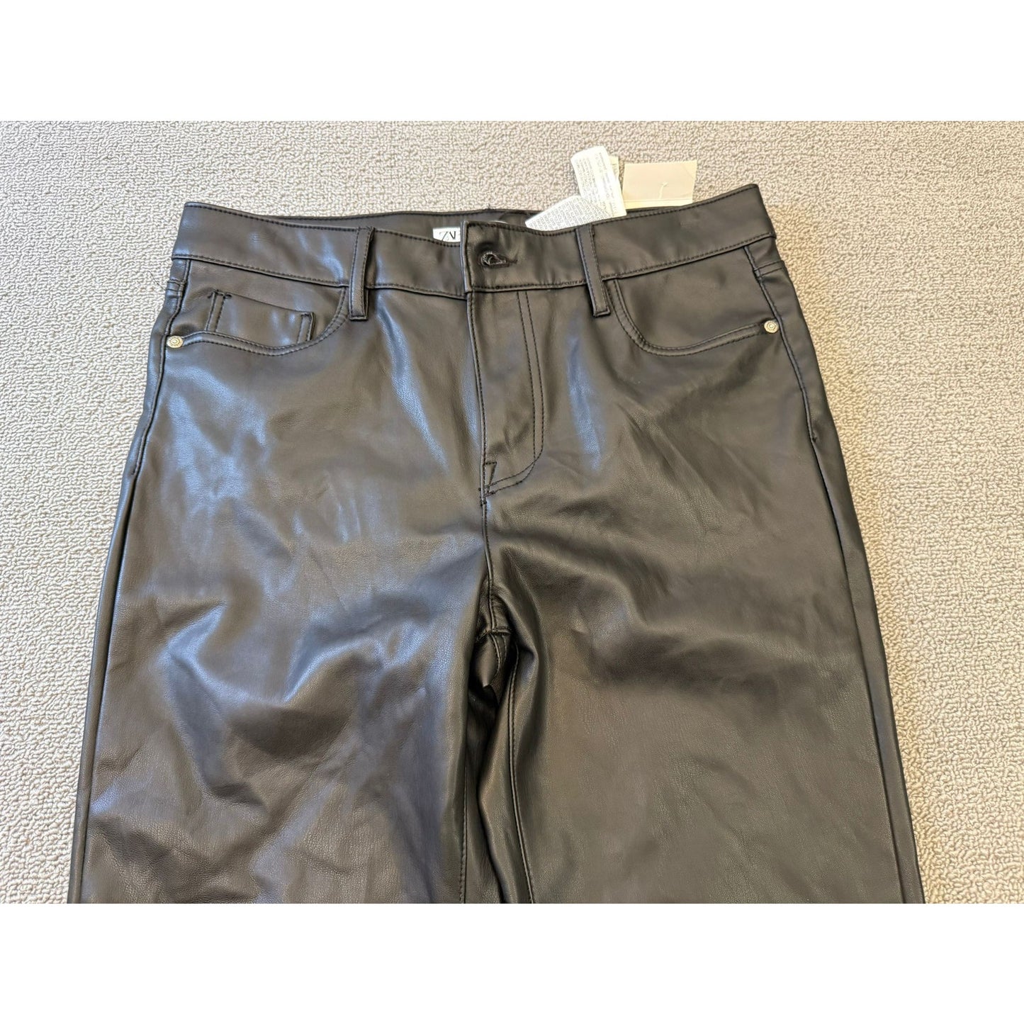 ZARA Women's Size 6 Black Faux Leather Mini Flare Pants