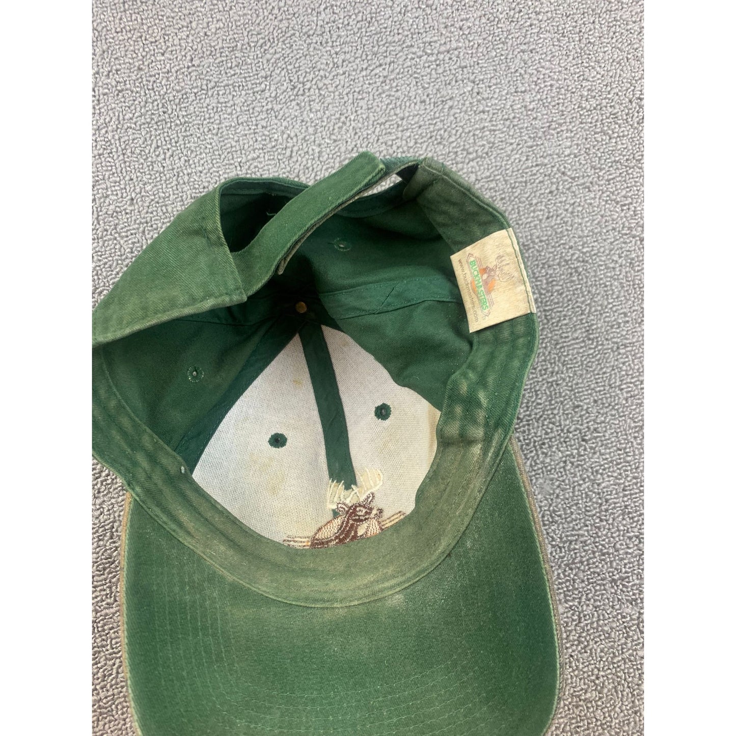 Vintage Buckmasters One Size Green Camo Hunting Deer Hat Adjustable Cap
