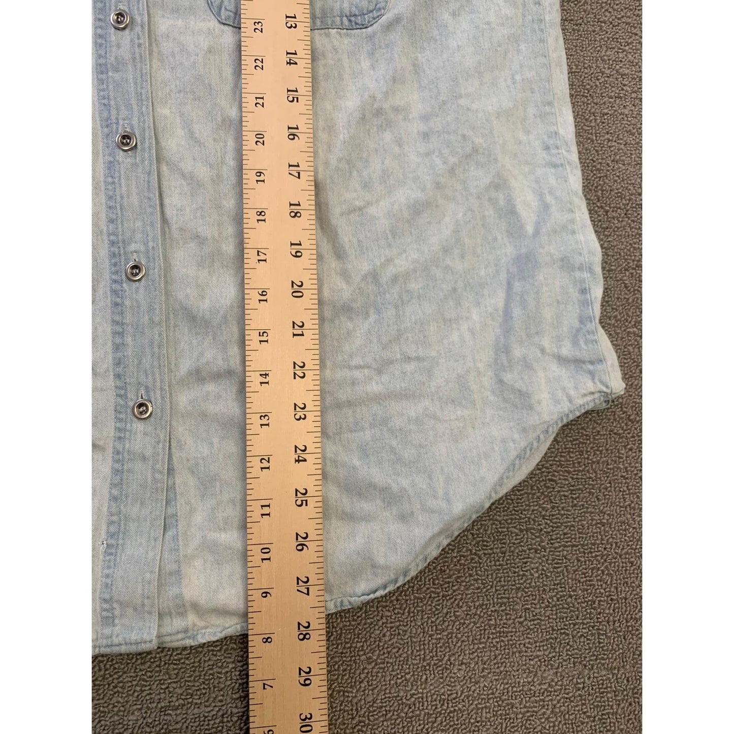 PCC Men's Vintage Denim Shirt Light Wash Button Down Long Sleeve