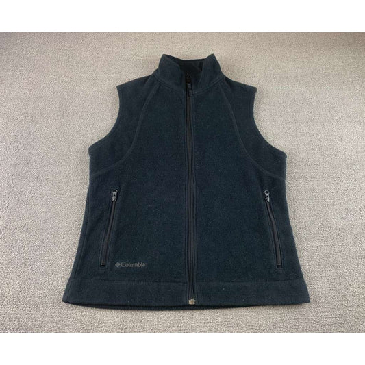 Columbia Women's Medium Black Fleece Vest Full Zip Pockets Hiking Outdoor Layer