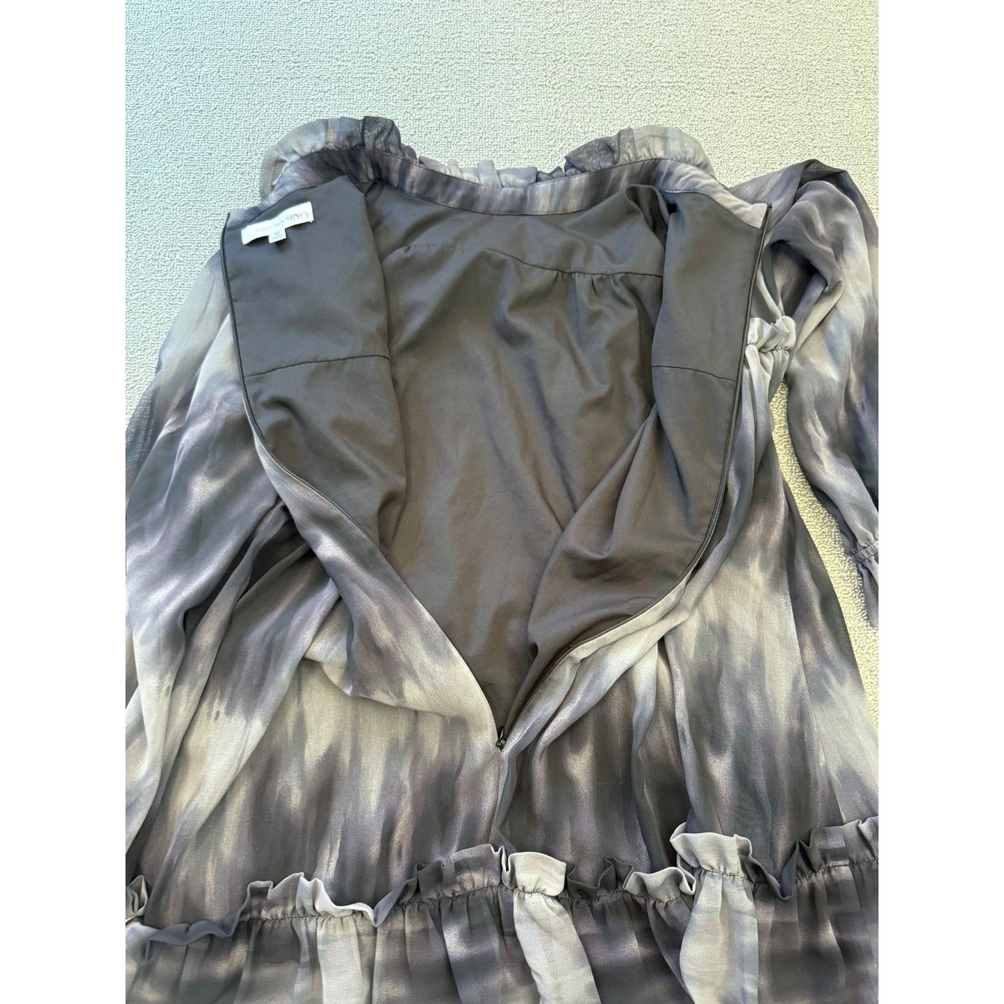 TOCCIN x DTA Women's 10 Black White Tie-Dye Ruffled Tiered Mini Dress
