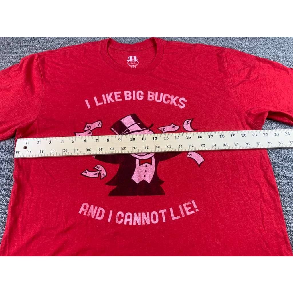 Monopoly Goodie Two Sleeves T Shirt Men's XL Red I Like Big Bucks Graphic