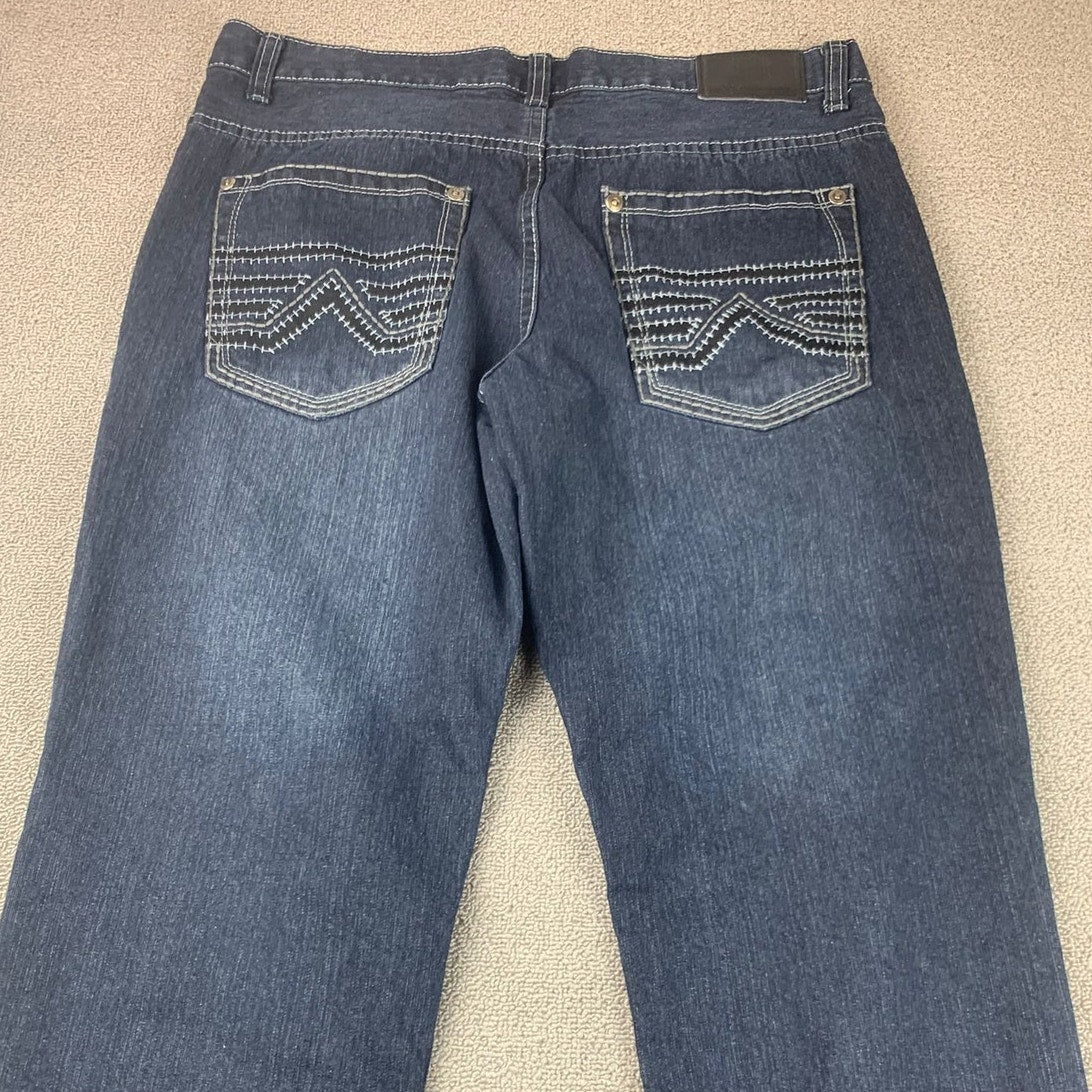 Loose Thread Men's 36x32 Dark Blue Jeans.