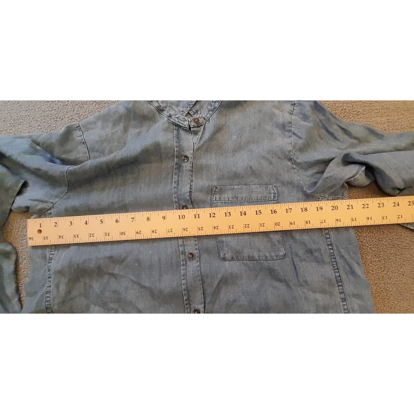 Splendid Collection Womens Small Denim Long Sleeve Polo Shirt