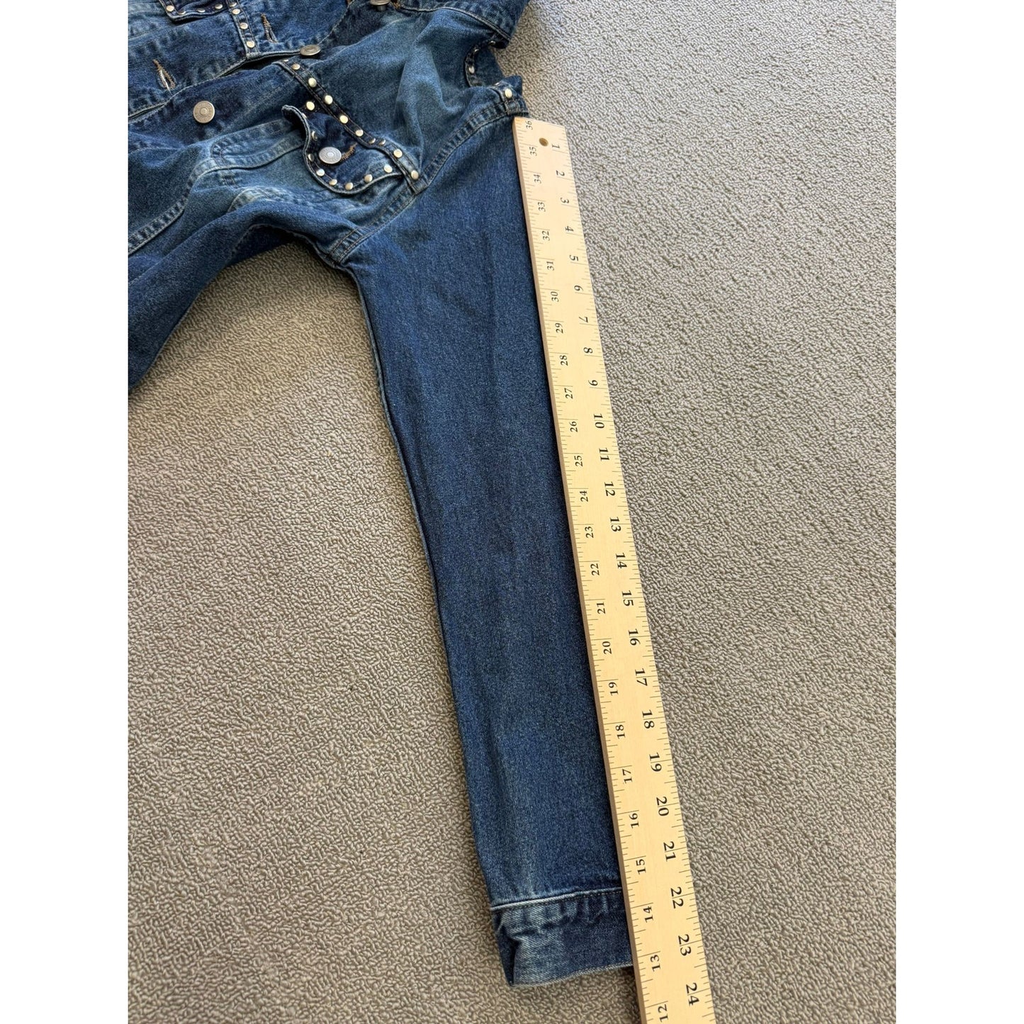 Sisley Blue Studded Denim Jean Jacket Women XS