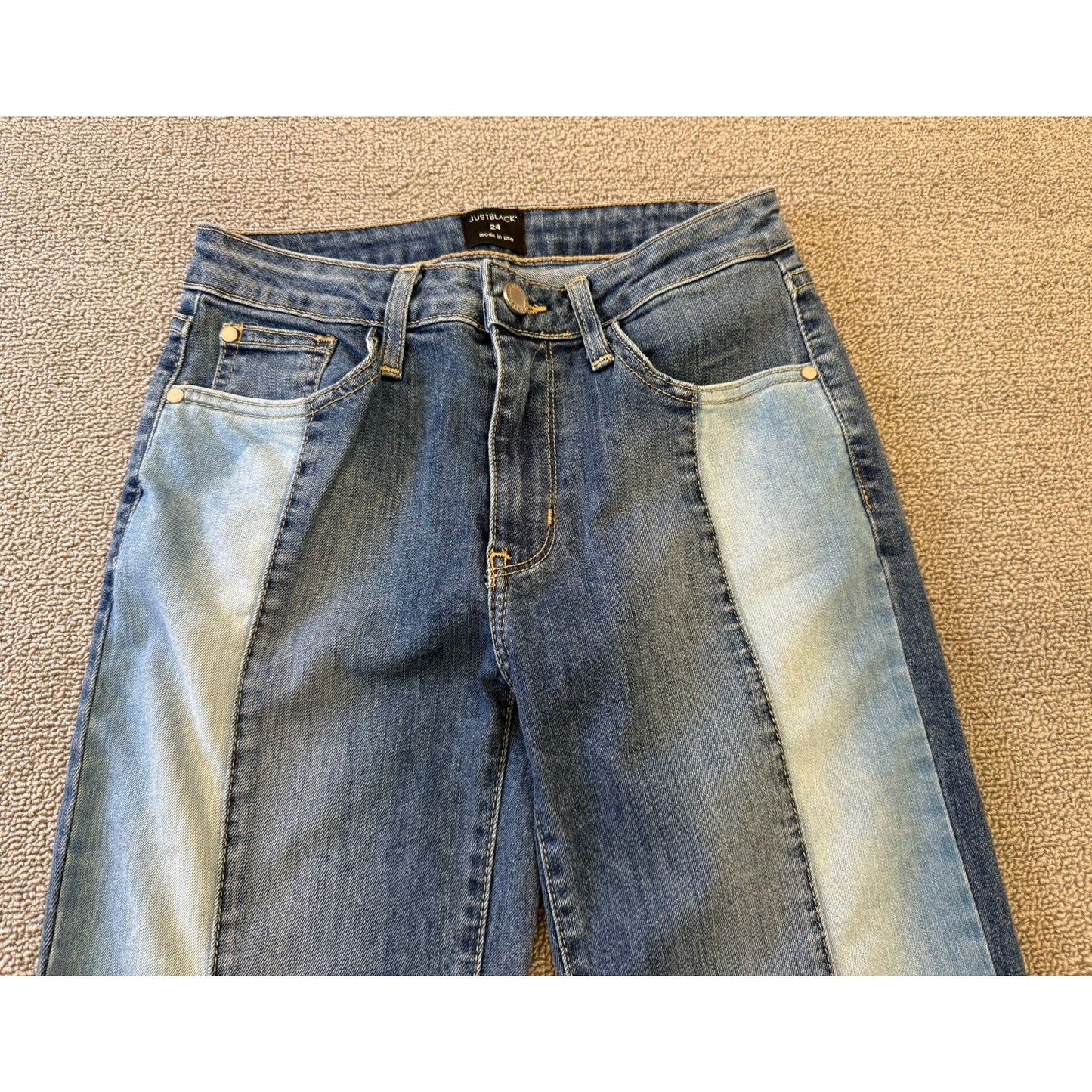 JUSTBLACK Female Light Dark Wash Denim Jeans Size 24 Raw Hem Straight Leg