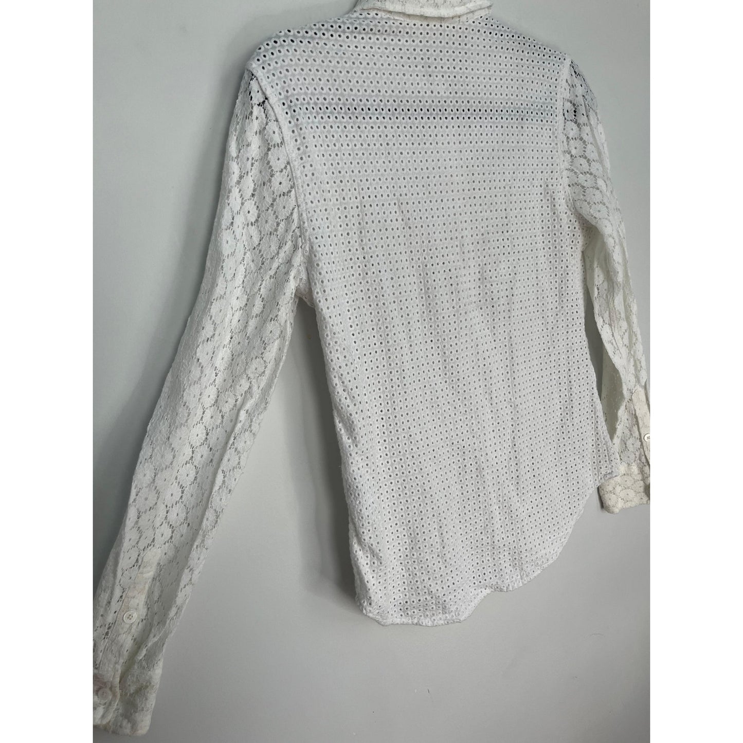 Equipment Lace Button Down Top Women XS White Eyelet Embroidered Blouse