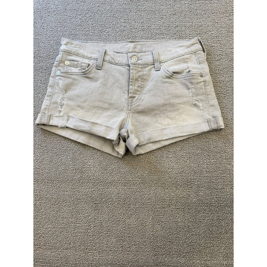 7 For All Mankind Women's Size 26 Gray Denim Shorts Rolled Hem Distressed