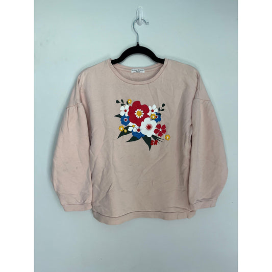 Sonia Rykiel Paris Sweatshirt Women 12Y Pink Floral Graphic Puff Sleeve