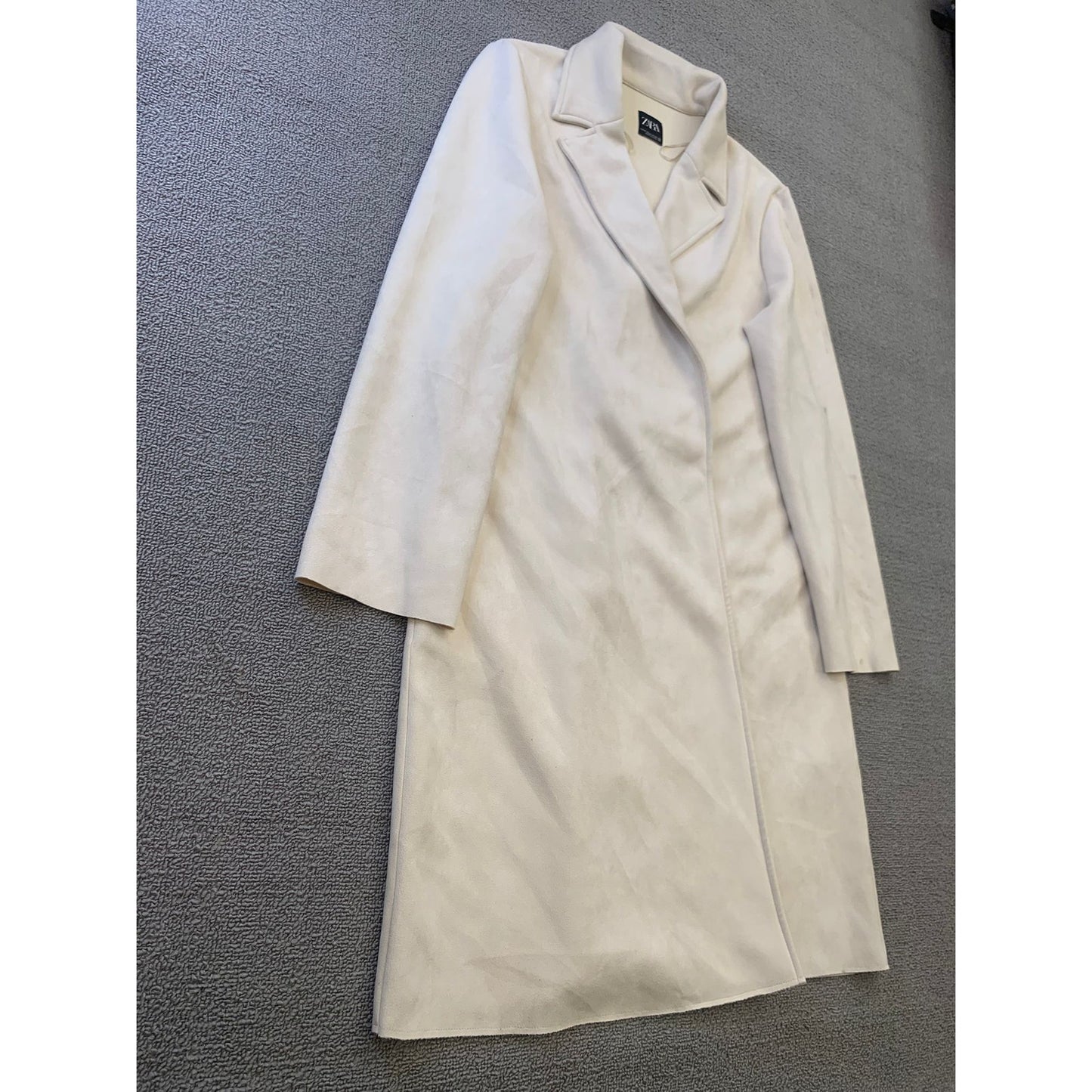 ZARA Women's Medium Cream White Long lapel Coat
