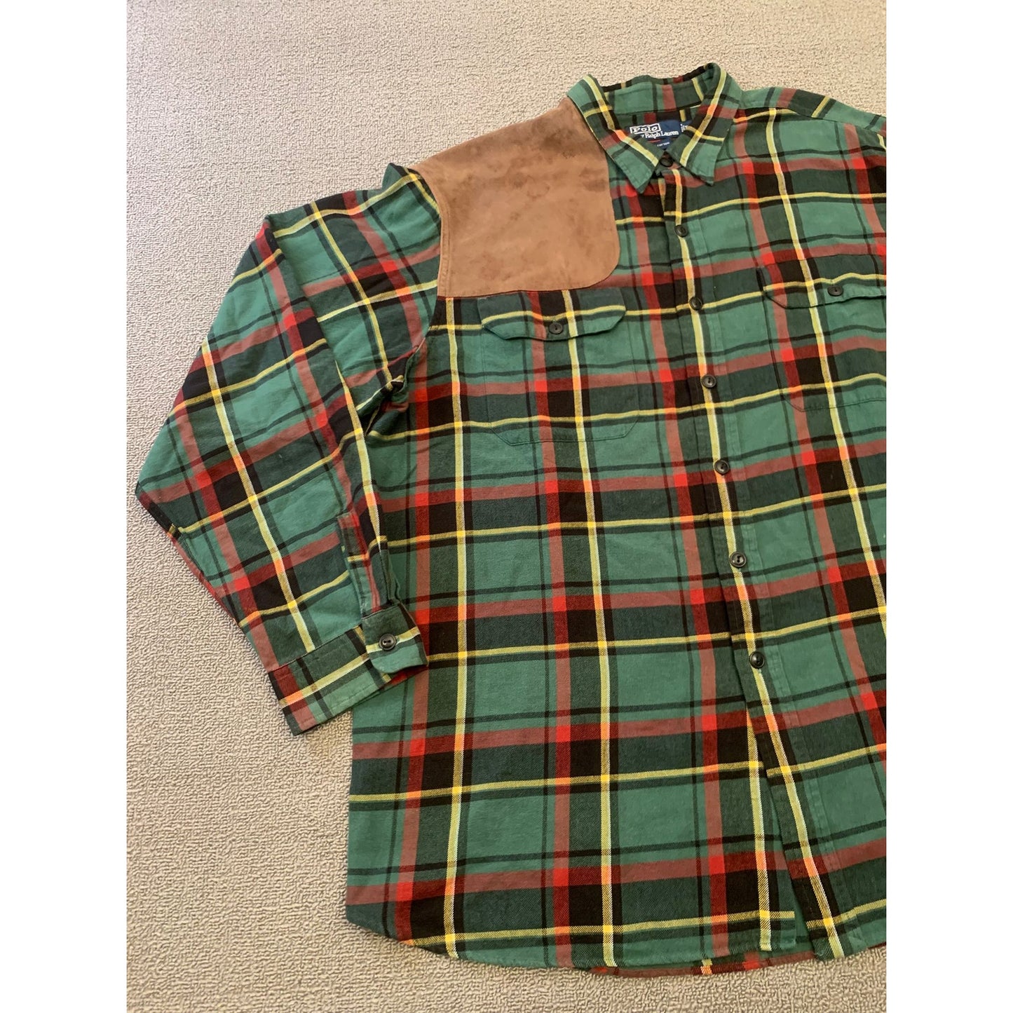 Polo By Ralph Lauren Men's XL Green Plaid Long Sleeve Flannel Shirt