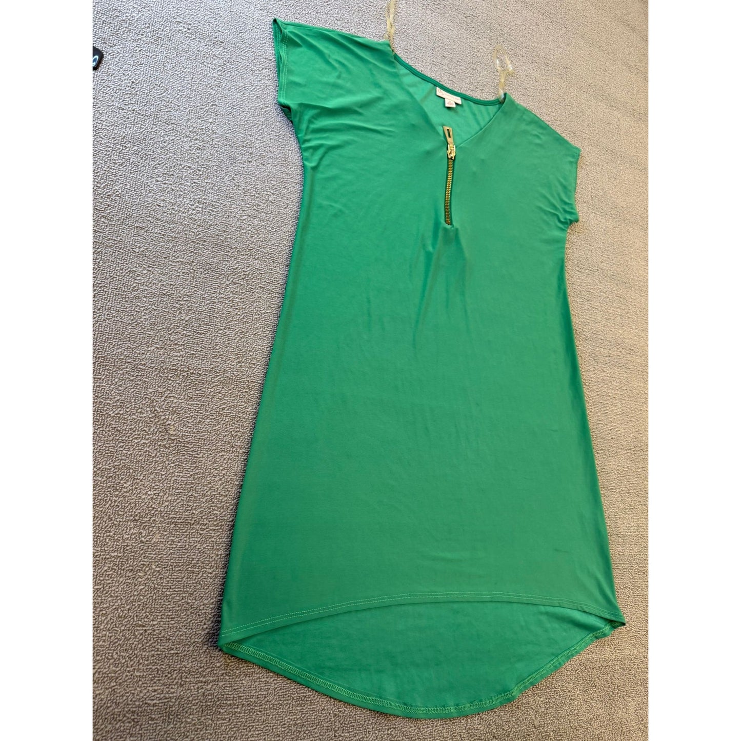 DB Established 1962 Woman 8 Green V-Neck Mini Dress Gold Zipper