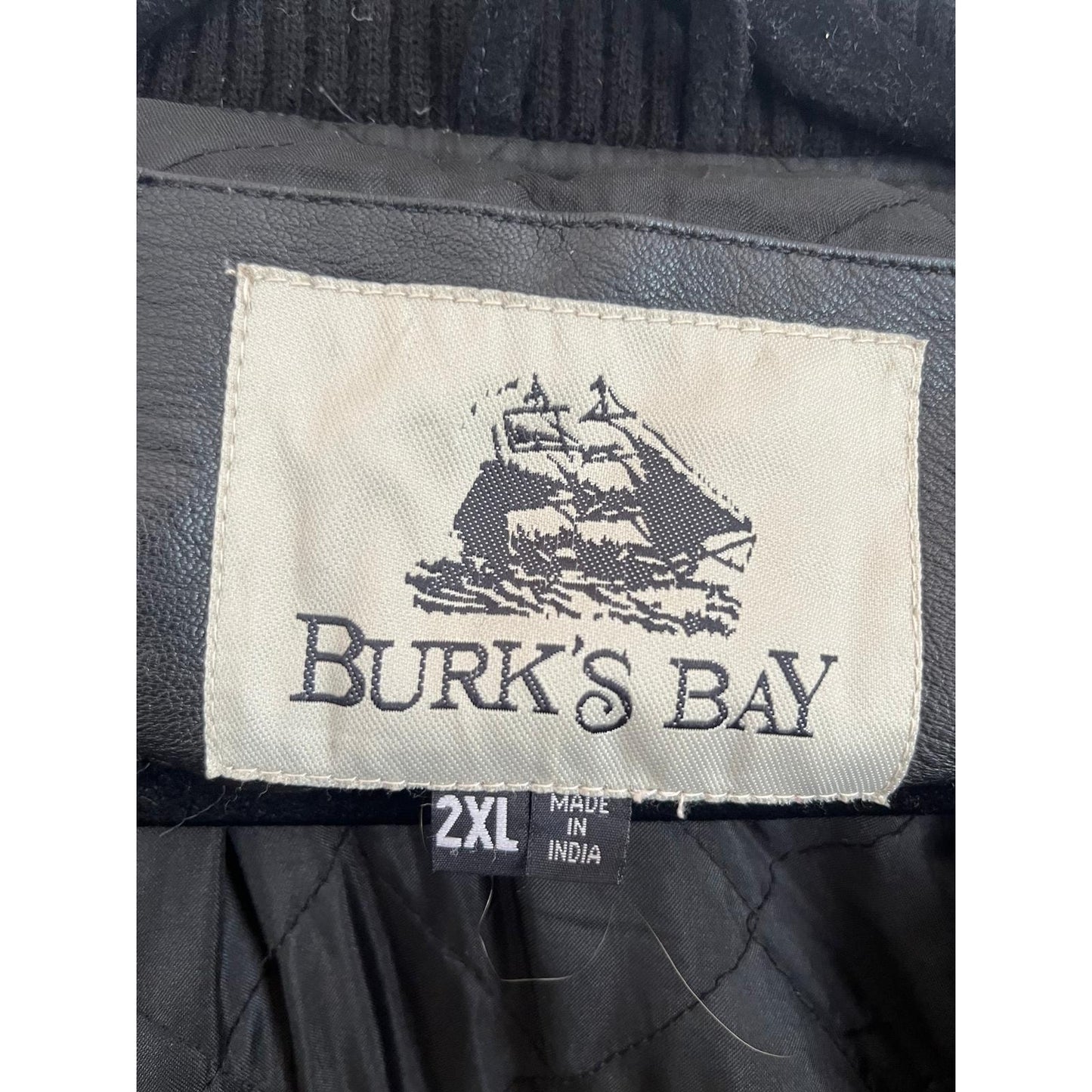 Burk's Bay Miller Varsity Jacket Men 2XL Black Wool Leather Bomber Coat