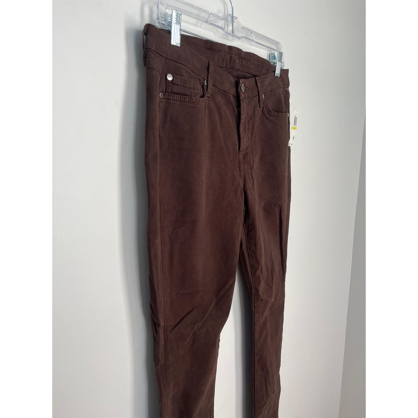7 For All Mankind Skinny Pants Women 30 Dark Brown Velvet Stretch NWT