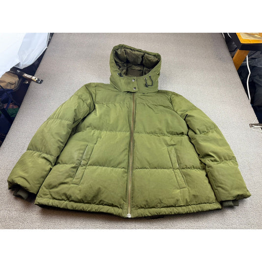 Madewell Women's Large Quilted Down Puffer Parka Green Jacket Coat