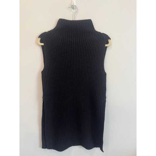 Aritzia Wilfred Knit Sweater Vest Women XXS Black Sleeveless Mock Neck Tunic