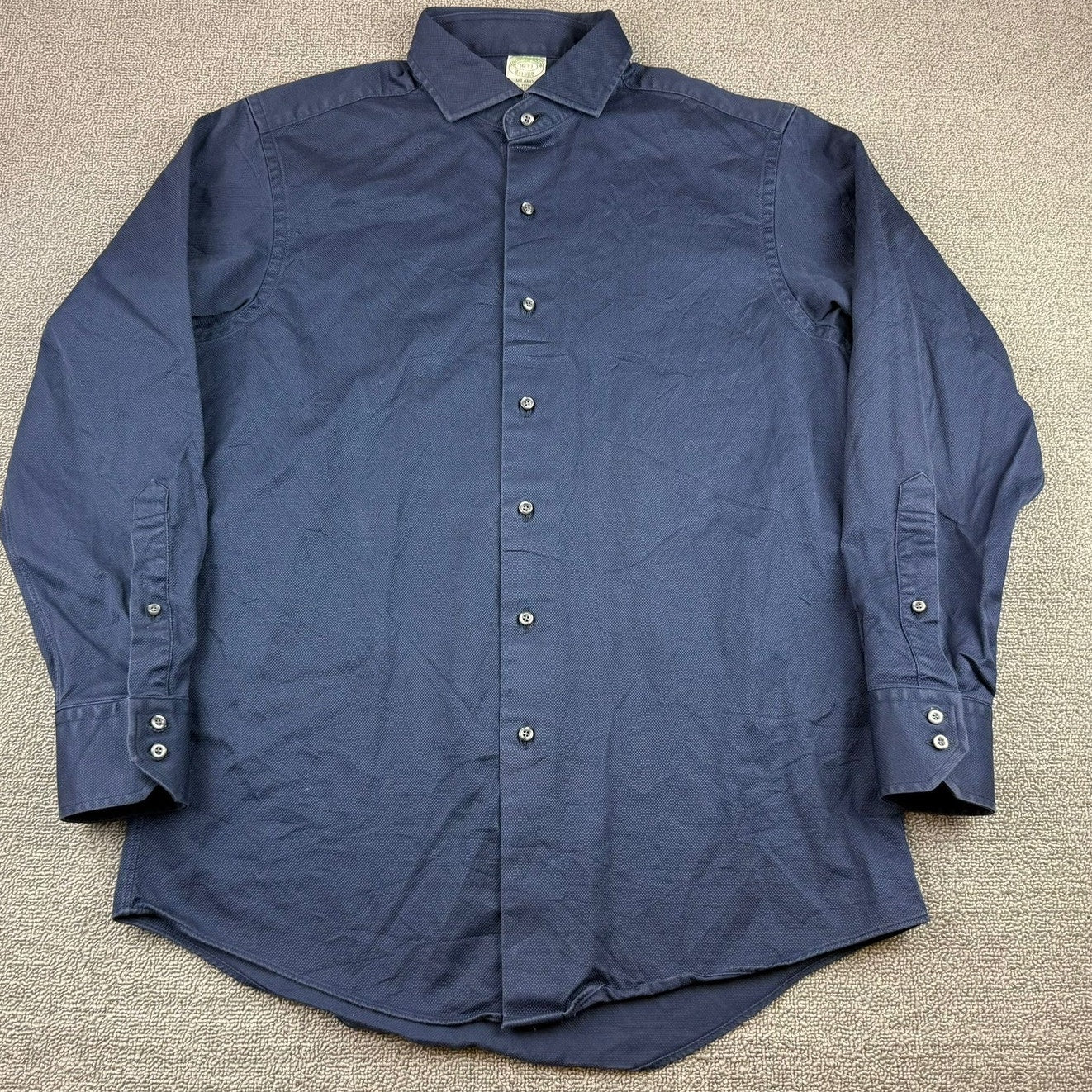 Brooks Brothers Milano Dress Shirt Men's 16-33 Navy Italian Fabric Made in USA
