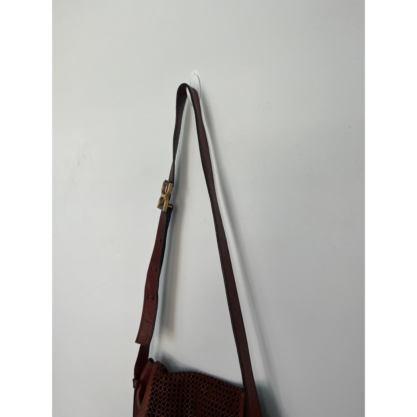 Chloe Crossbody Bag Women Brown Perforated Leather Saddle Flap