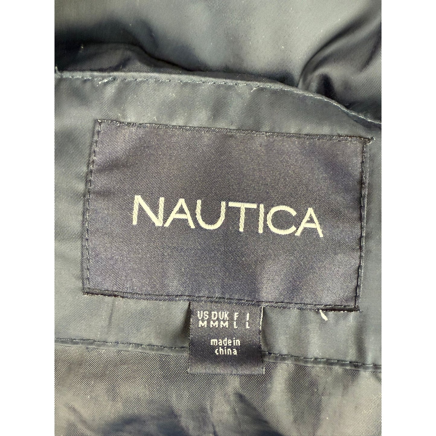 Nautica Women's Medium Navy Blue Hooded Fur Trim Puffer Coat