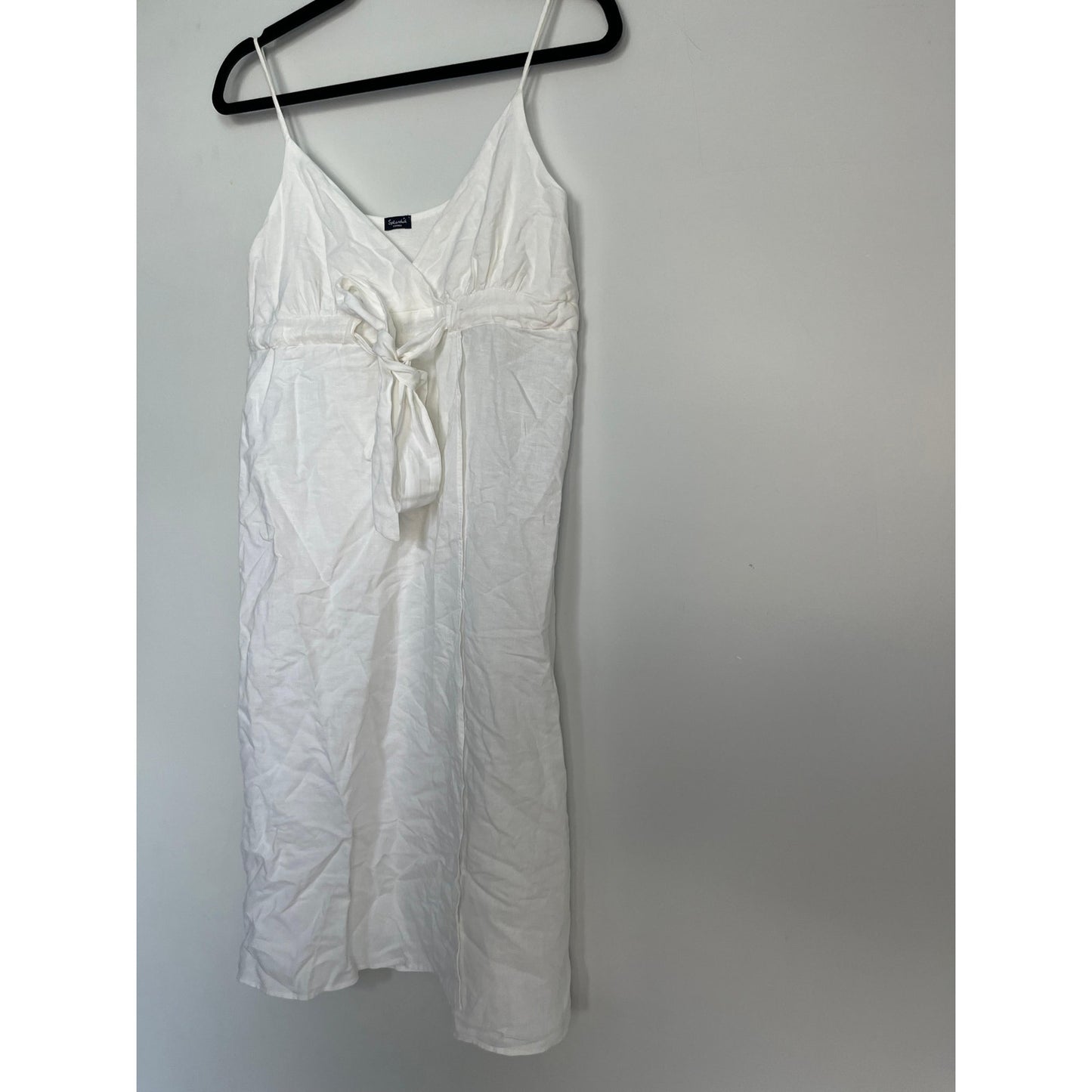 Splendid White Midi Dress Women XS Tie Waist Sleeveless Summer Casual