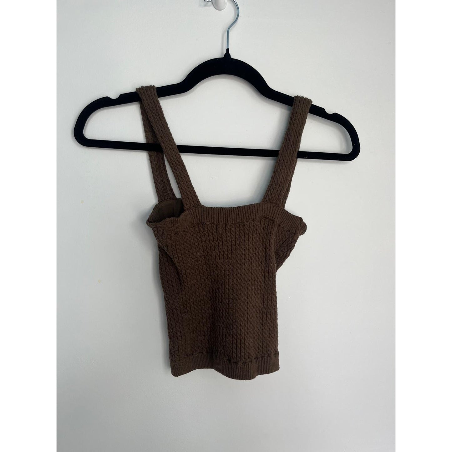 Danielle Bernstein Knit Tank Top Women XS Brown Cable Textured Bustier Style