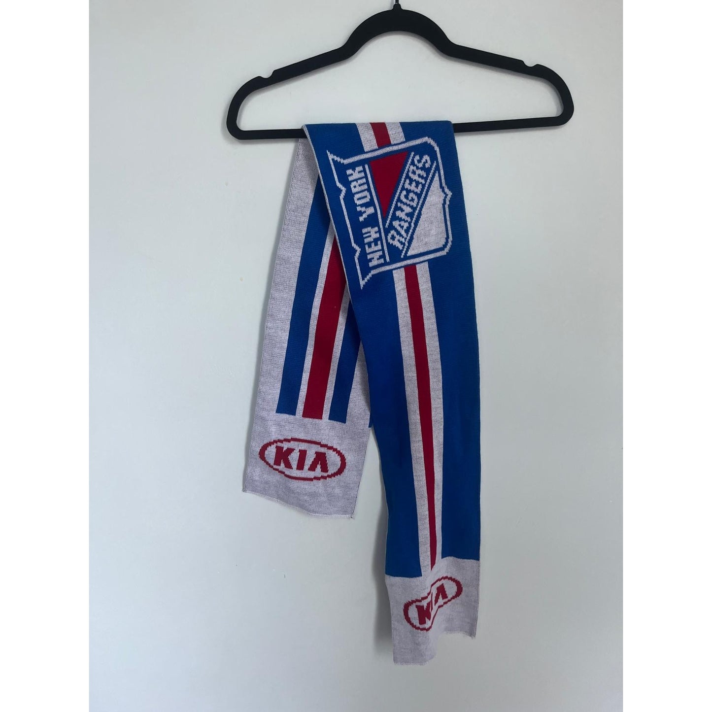 New York Rangers Scarf Men One Size Blue Red White Knit Logo KIA Promo NHL