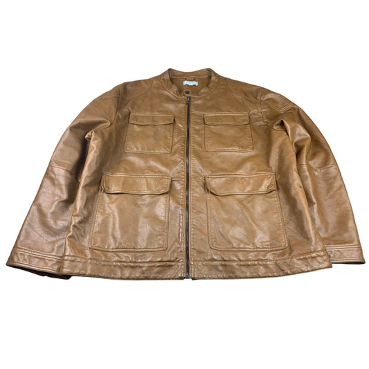 Paulo Solari Men's 5XL Brown Leather Jacket Quilted Lined