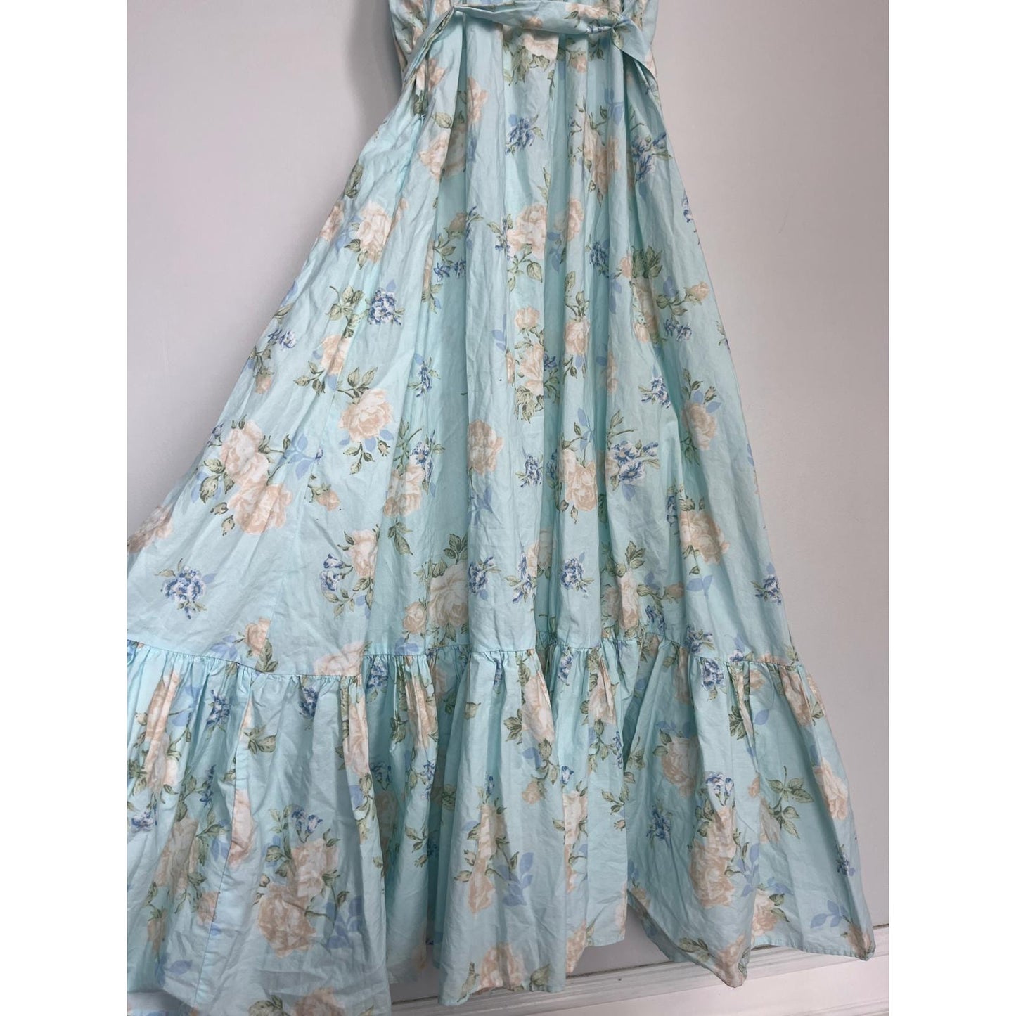 LoveShackFancy x Target Floral Midi Dress Women 10 Puff Sleeve Ruffle Hem