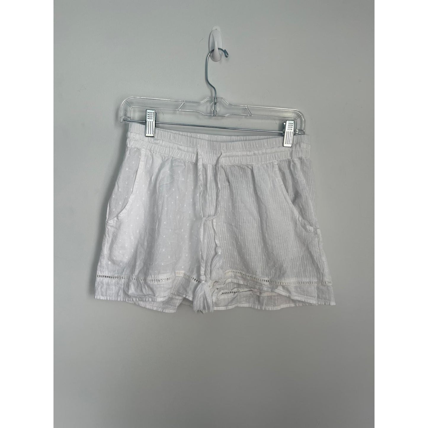 Joie White Cotton Embroidered Shorts Women Small Tassel Trim Boho Summer