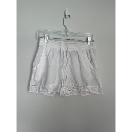 Joie White Cotton Embroidered Shorts Women Small Tassel Trim Boho Summer