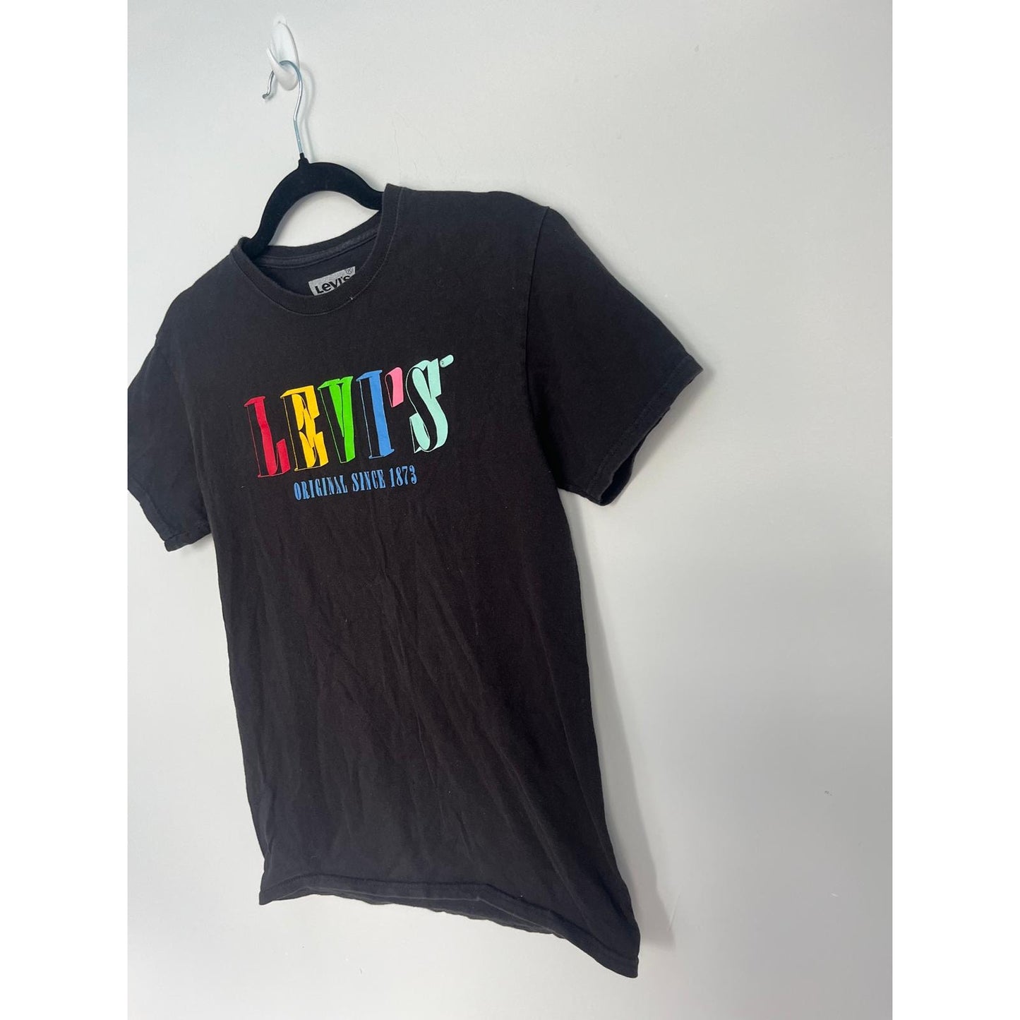 Levis Graphic T Shirt Men Small Black Rainbow Logo Cotton Tee