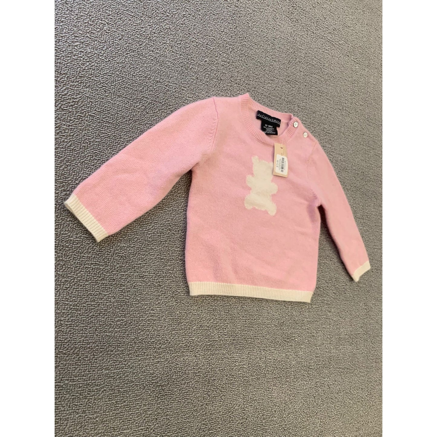 Sofia Cashmere Gilr's 12-18M Pink Teddy Bear Baby Sweater
