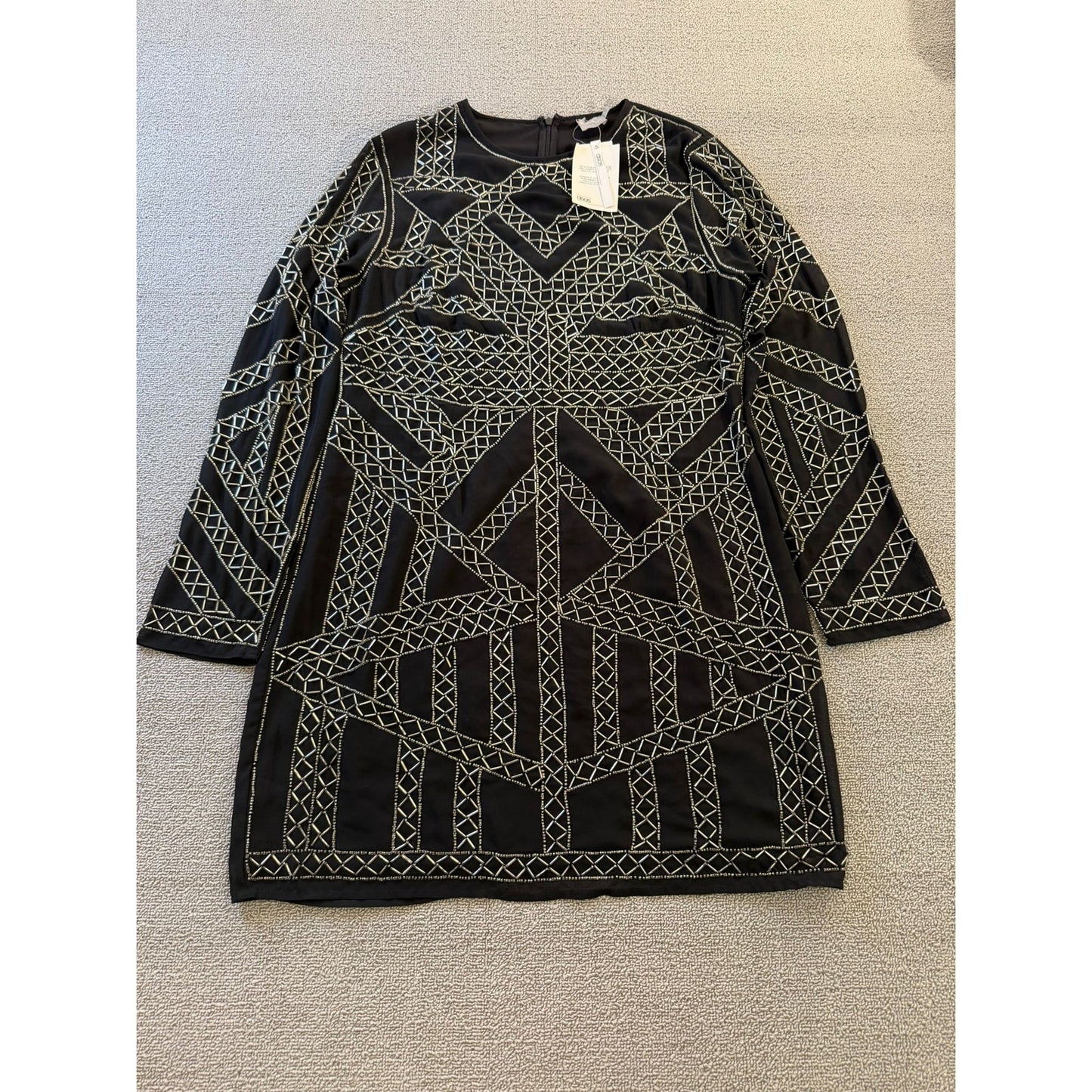 ASOS Womens Black Embellished Mini Dress US 14 NWT
