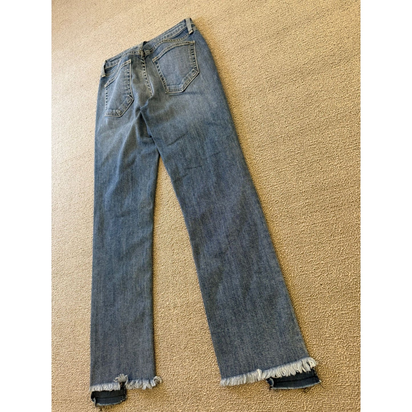 JUSTBLACK Female Light Dark Wash Denim Jeans Size 24 Raw Hem Straight Leg