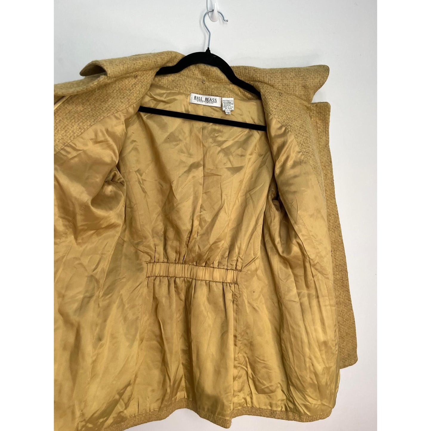 Bill Blass Vintage Blend Coat Women 12 Yellow Mohair Collared Lined Jacket