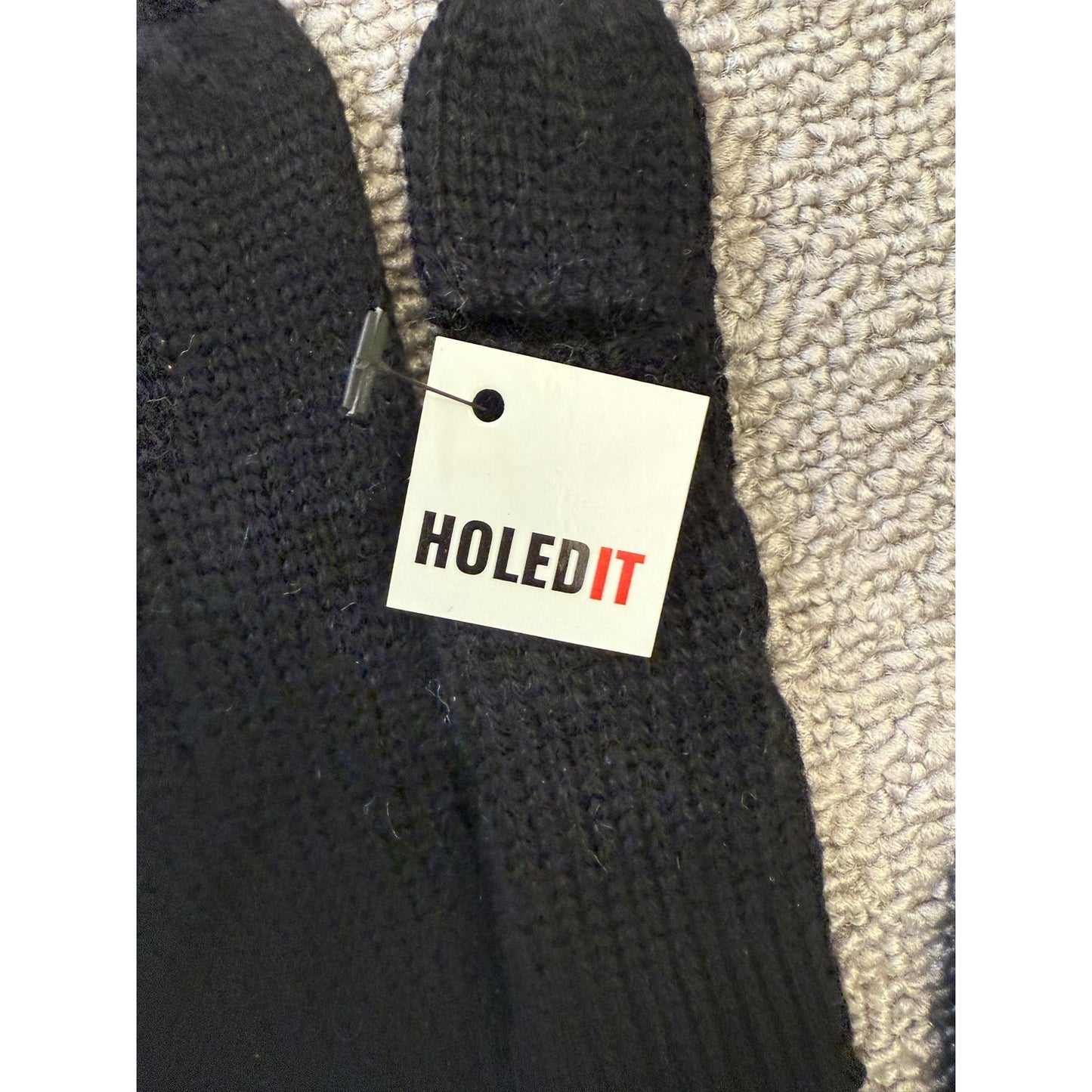 Carolina Amato Men Holed It One Size Black Cashmere Gloves