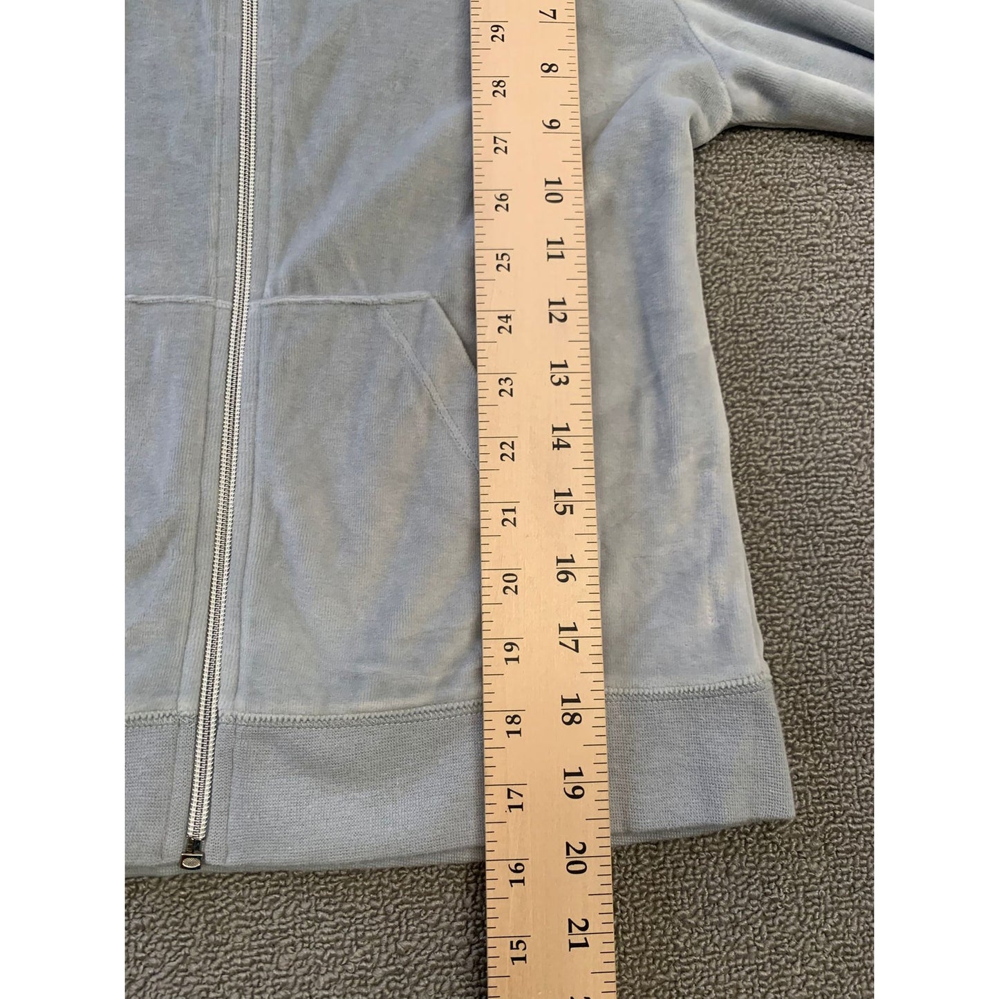 VERONA L Women's Gray Full Zip Velour Hooded Sweatshirt Soft Y2K
